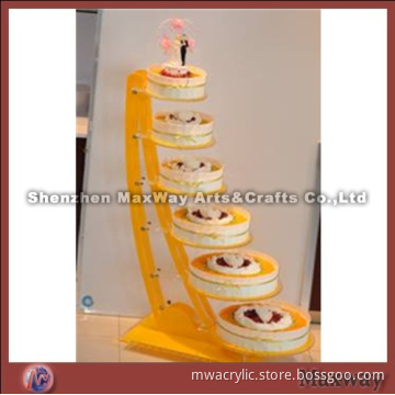 Yellow Finely Designed 6 Steps Lucite Leaf Cupcake Stand Rack